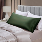 Aormenzy Satin Body Pillow Cover Set of 2, 20x54 Inches Woodland Green Body Pillow Case for Adults, Silky Soft & Cooling Body Pillow Pillowcase with Envelope Closure
