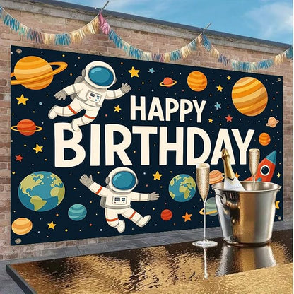 Space Birthday Decorations Banner 71x43 Inch, Large Outer Space Birthday Party - Image 7