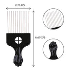 6Pcs Afro Picks Metal Hair Combs, Steel Teeth Hair Pick for Curly, Coily, Natural Hair, Detangling, Styling Comb for Men Women (Black)