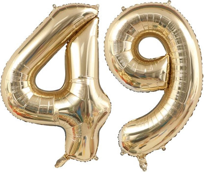 Light Gold Number 49 Foil Balloons 40 Inch White Gold 49 Mylar Balloon | 49th by ANGEL+Q+HOUSE