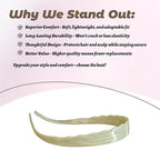 Acetate Hairbands for Women - Non-Slip Thin Headbands with Teeth, Eyewear-Friendly Design, 90s Retro Hair Accessories, No Pressure & No Headache Sunglasses Headband (Beige)