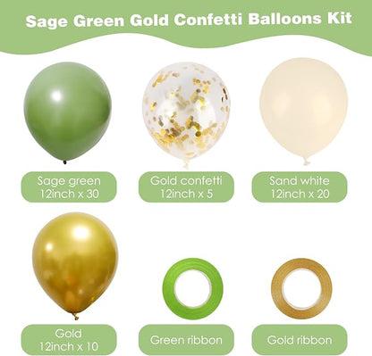 RUBFAC Sage Green Balloons, Baby Shower, Eucalyptus Party Decorations - Image 2