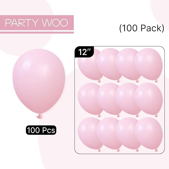 PartyWoo Light Pink Balloons 100pcs Pastel Pale Baby Pink Color | Balloons - Image 6