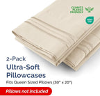 Queen Pillow Cases Set of 2 - Ultra Soft Hotel Quality Pillowcase Covers - Comfy, Cozy & Wrinkle Free - Shrinkage, Stain and Fade Resistant - Machine Washable Pillow Protectors - 2 Piece Set - Wheat