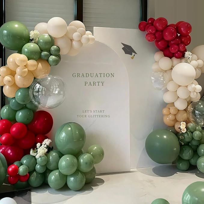 Red Green Nude White Balloon Garland Arch Kit - Image 4