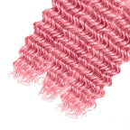 Pink Human Hair Bundles Pink Deep Wave Bundles 20 22 24 Inch Niegmeag Peruvian Virgin Soft and Skily Remy Hair Extensions Light Pink Color 300g