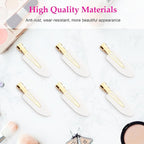 D 6 Pcs Creaseless Hair Clips No Crease Hair Clip Makeup Clips for Women and Girls Flat No Bend Hair Clips for Hairstyling Salon Golden Handle (White)