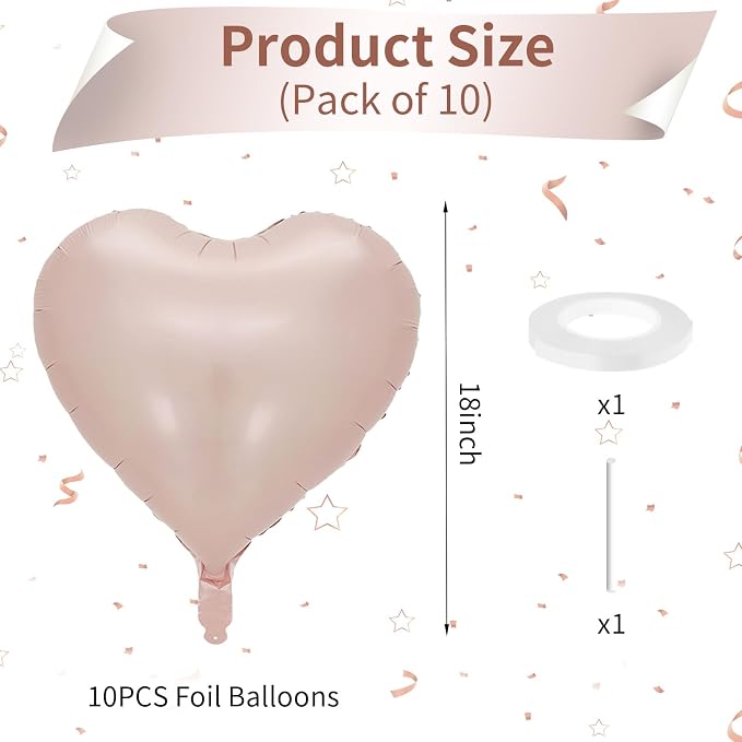 Baby Pink Heart Balloon, 18inch Pastel Pink Heart Shape Balloons Helium - Image 2