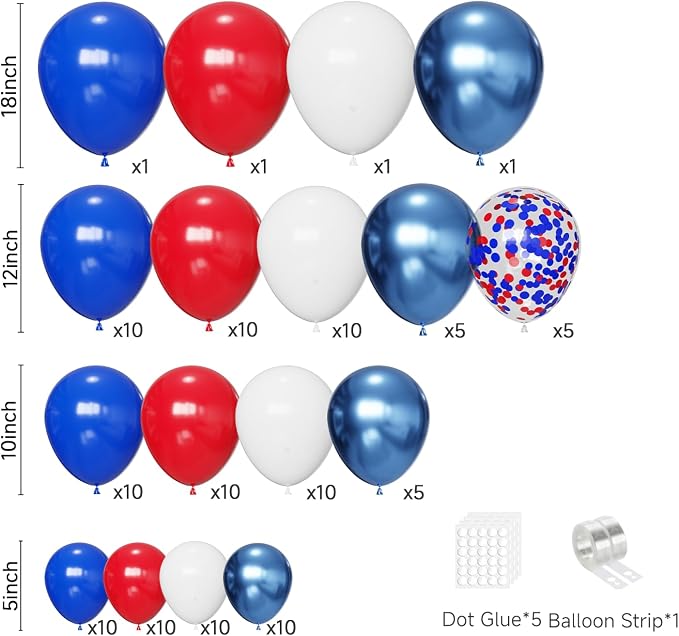 Red White and Blue Balloon Arch Kit - Image 2