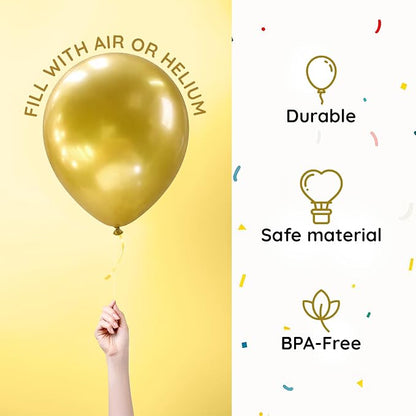 ZENO Gold Balloons 50pcs 12 Inch Helium Grade Latex Balloons - Image 4