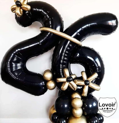 Black 27 Number Balloons, 40 Inch Giant Number 27 Balloons Foil Mylar Helium - Image 3
