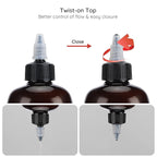 Segbeauty 16.9oz Amber Squeeze Bottles, 2Pcs 500ml Refillable Hair Dye Colored Applicator Bottle with Angled Tip, PET Twist-On Top Tip Plastic Empty Dyeing Tool for Hair Color Perm Oil Salon