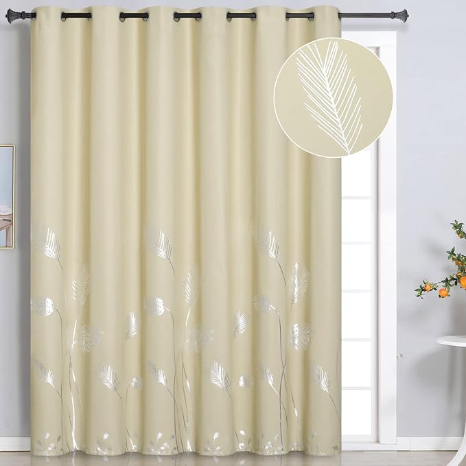 Beige Room Darkening Curtain for Sliding Door 80W x 84L Inch Long Extra Wide by ESTELARTEXTILER