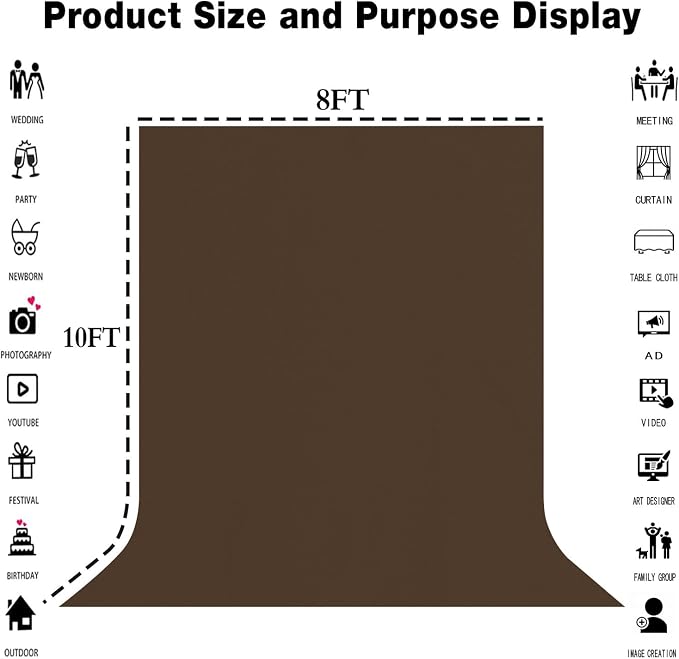 Brown Photography Backdrop for Photoshoot, Fabric 8x10ft | Polyester Studio - Image 3