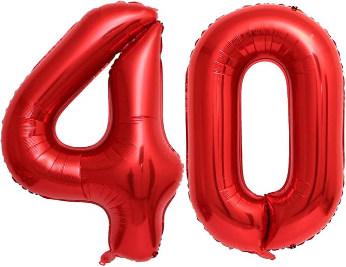40 Inch Red Number 40 Balloons Giant 40 Balloons Red Birthday 40 Balloons 40 by LHOAVWE