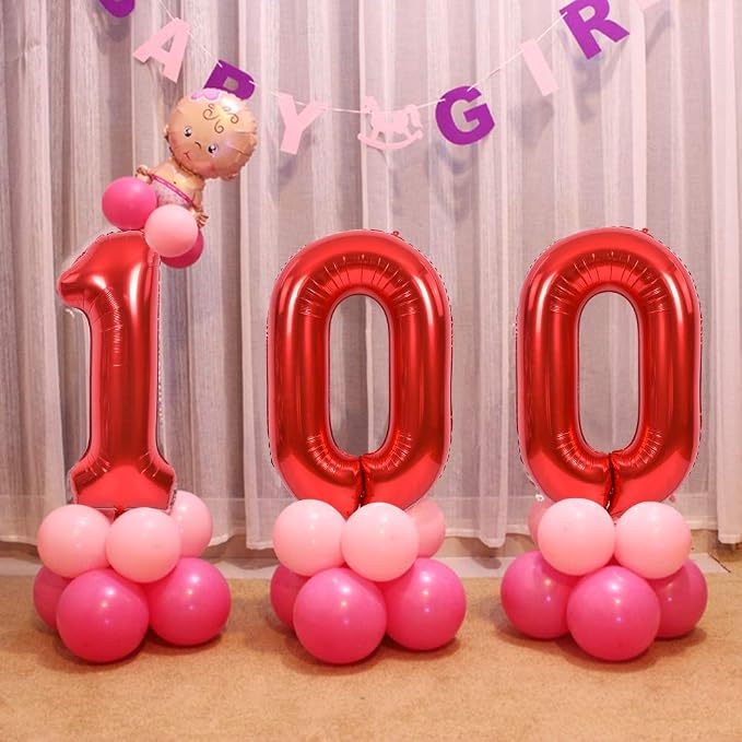 TONIFUL 40 Inch Red Number 3 Balloons Large Foil 3rd Birthday Decorations | Red - Image 5