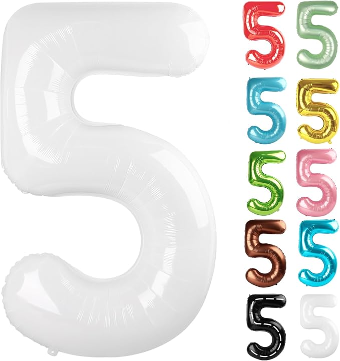 White Number 5 Balloon 40 Inch by IWERP