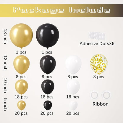 Voircoloria 148pcs Black and Gold Balloons Arch Kit, 18 12 10 5 Inch | - Image 2