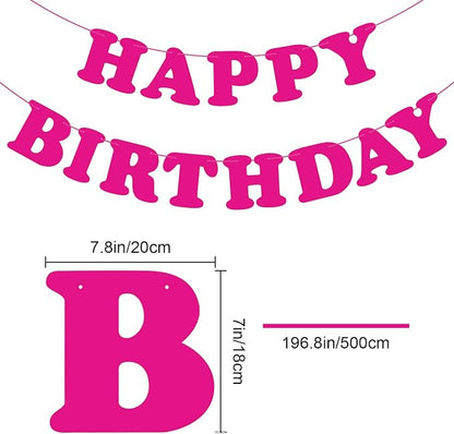 Pink Happy Birthday Banner Sign Birthday Backdrop Party Supplies - Image 2