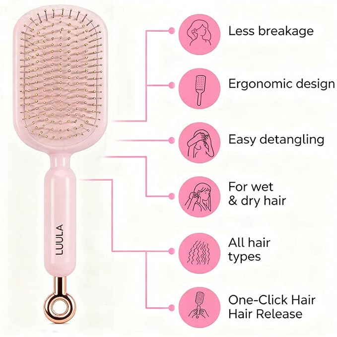 Retractable Cushion Massage Comb for Wet & Dry Hair, Anti-Static Self Cleaning Hair Brush for All Hair Types, Soft Bristles, Easy Eliminates Knots, Detangling Hairbrush for Women Men (3 Mix)