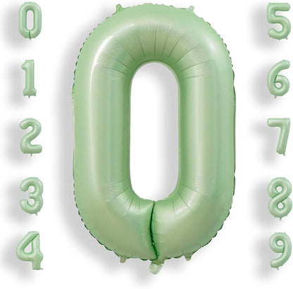 AULE 40 Inch Sage Green 0 Balloon Numbers Foil 0-9 Birthday Big Numbers | by AULE