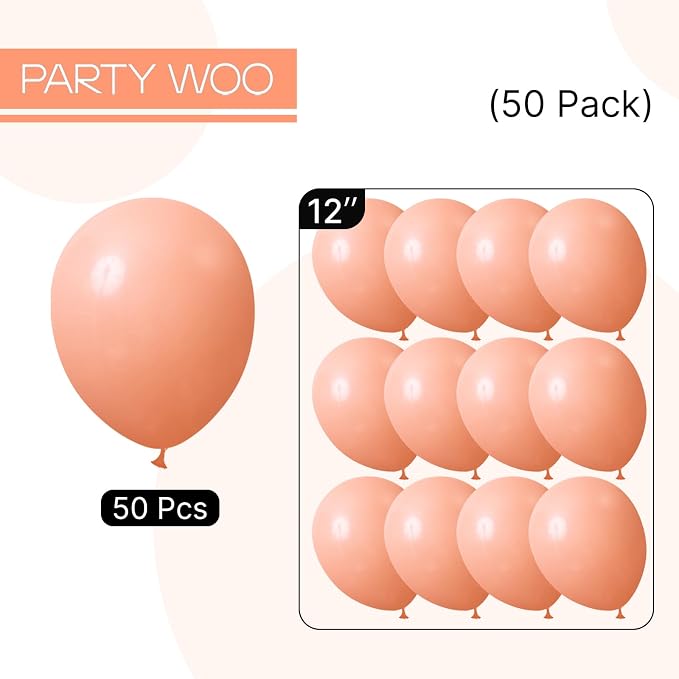 PartyWoo Peach Balloons 50pcs Light Orange Latex Helium Balloons 12 Inch | - Image 6