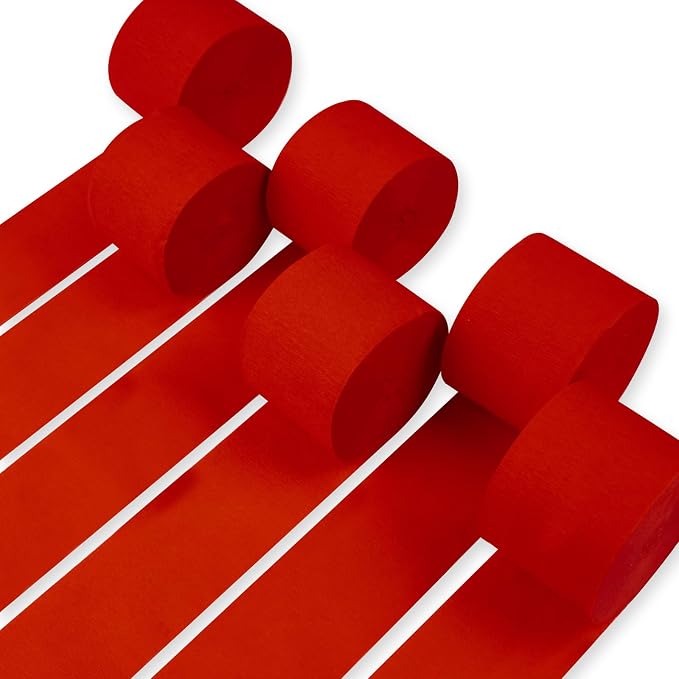 PartyWoo Red Red Crepe Paper Streamers 6 Rolls 492 FT Streamers | Graduation by PartyWoo