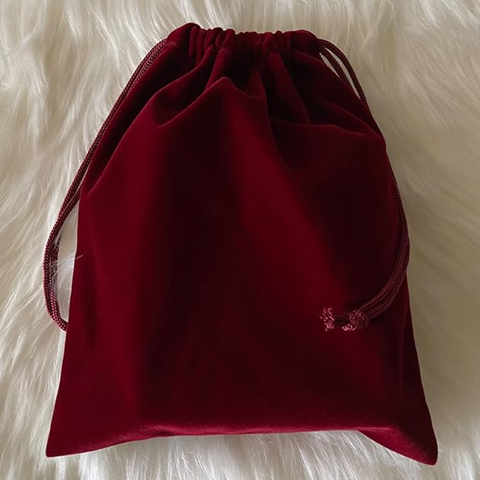 Aestivate 8 Pack Large Velvet Drawstring Pouch, Velvet Bag 8×10 Inch Storage Bag Cosmetics Pouches Dust Bag 8 Pieces(Dark Red)