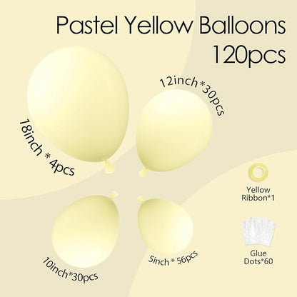 Awenztech 122pcs Pastel Yellow Balloons Different Sizes 18 12 10 5 inch Light - Image 2