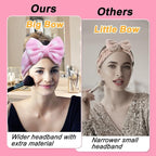 Shintop Women Fashion Lovely Soft Carol Fleece Bowknot Bow Makeup Cosmetic Shower Elastic Hair Band Hairlace Headband (Pink Polka dots)