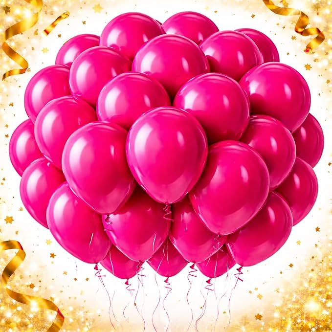 Hot Pink Balloons 12 Inch, 100 Pack Pink Latex Party Balloons Round Helium by Tamodan+for+better