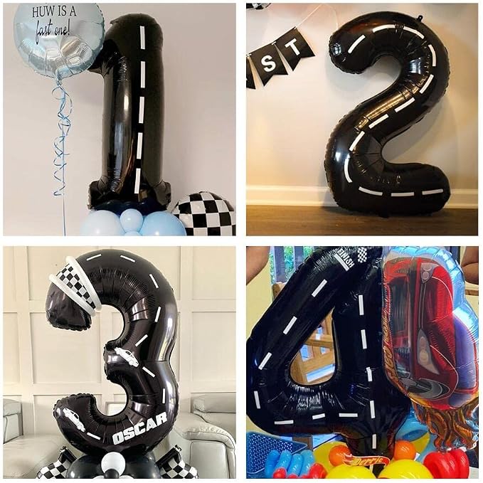 Race Car Number 0 Balloons, 40 Inch Birthday Balloons Two Fast Balloon Race - Image 6