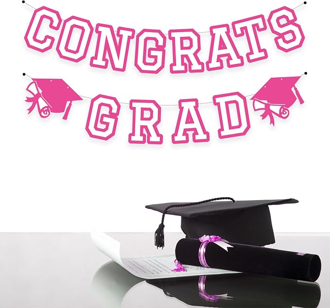 Congrats Grad Banner Graduation Party Banner Decoration Hanging Garland High - Image 3