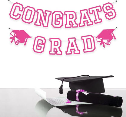 Congrats Grad Banner Graduation Party Banner Decoration Hanging Garland High - Image 3