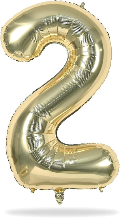40 Inch Balloon Number 2 Champagne Gold, Large Foil Light Gold Number Balloons - Image 8