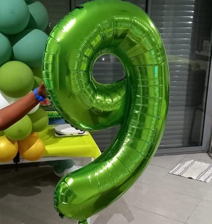40 Inch Green Number Balloon 9, Large Number Foil Balloons Mylar - Image 3