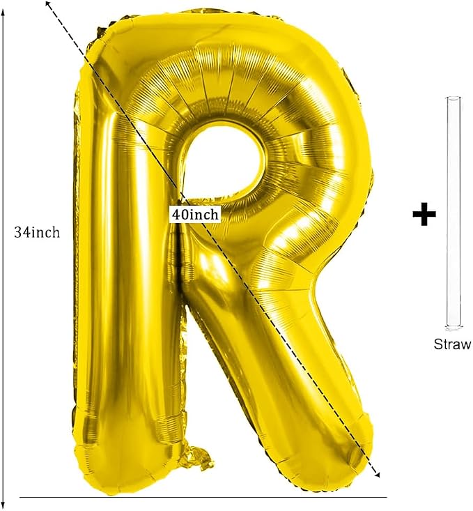 Gold Letter Balloons 40 Inch Large Letter R Balloon Aluminum | Foil Mylar Big - Image 2