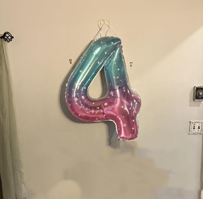 Number Balloons 40 Inch Pink Blue Purple 3 Balloon - Image 3