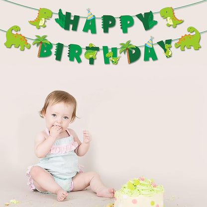 Dinosaur Birthday Banner | Green Dinosaur Birthday Party Decorations - Image 3