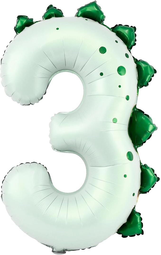 Dinosaur Number 3 Balloon, 30 Inch Birthday Party Decorations by AXBMM