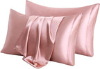 Aormenzy Champagne Satin Pillowcase for Hair and Skin, Satin Pillow Cases for Women Standard Size Set of 2 with Envelope Closure Silky Pillow Covers Wrinkle, Fade Resistant (20x26 Inches)
