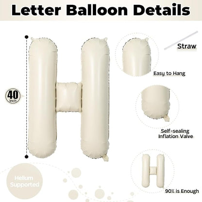 40 Inch Cream HBD Balloons for Boho Birthday Party Decorations, Giant Beige HBD - Image 2