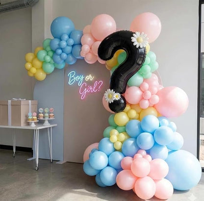 Pastel Balloon Arch Double Stuffed Pink Yellow Blue Green Balloons Different - Image 9