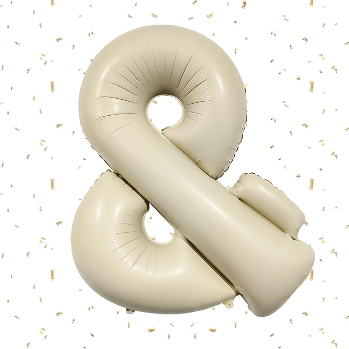 Letter Balloons Beige, 40 Inch Letter And Balloons, Alphabet Name Foil Balloon by Dagelar