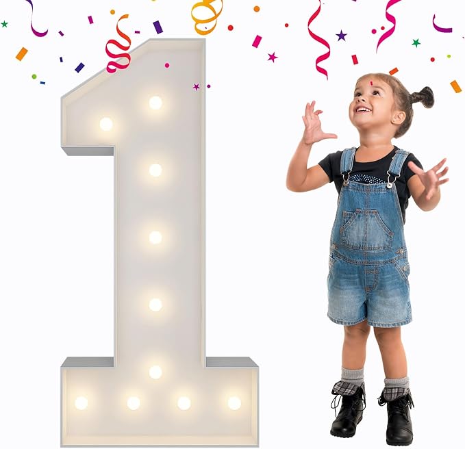 3FT Light Up Numbers Letters, DIY Giant Marquee Numbers, Mosaic Balloon Number 1 by MerryMosaics