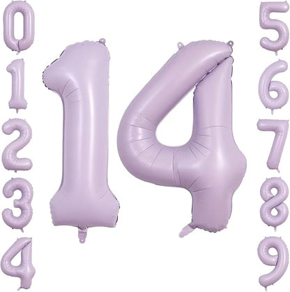 40" Pastel Purple Foil Number 14 Balloon by TNCDJKPA