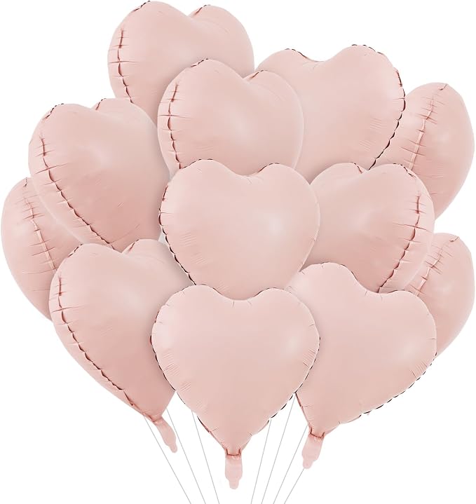 TONIFUL 30 Pcs 18 Inch Muted Dusty Pink Heart Shape Foil Mylar Balloons | by TONIFUL