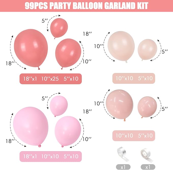 Dusty Pink Balloon Garland Double Stuffed Blush Pink Balloons Baby Pink Latex - Image 2