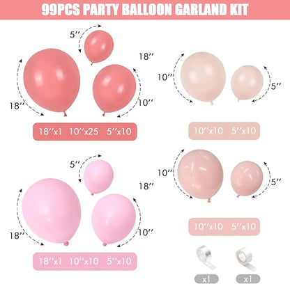 Dusty Pink Balloon Garland Double Stuffed Blush Pink Balloons Baby Pink Latex - Image 2