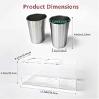Hair Tool Organizer, Acrylic Hot Tools Organizer with 2 Stainless Steel Cups, Hair Tool Holder Wall Mount & Countertop for Dryer, Curling Iron & Brushes for Bathroom Vanity CHOCHOYAH